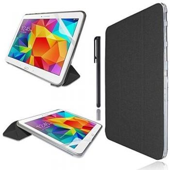 Jellybean negro piel sintética ultraplana Carcasa para samsung galaxy tab 4 10,1 Plus Protector de pantalla y lápiz
