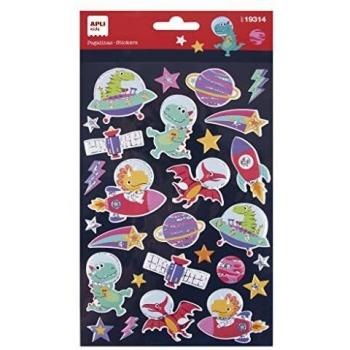 APLI Kids 19314 - Pegatinas de Dinosaurios en el espacio - Incluye 1 hoja con 28 pegatinas de adhesivo