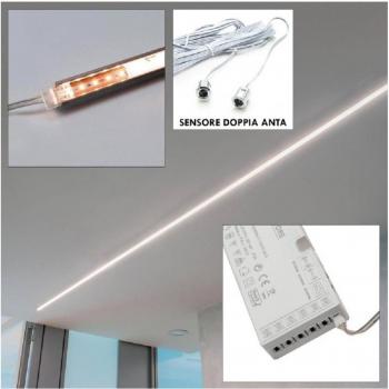 Kit de Barra LED 12W con Perfil de Aluminio y Alimentador 24W 12V, Luz 4000K y Doble Sensor