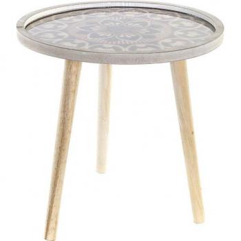 Mesa auxiliar DKD Home Decor Natural Negro 40 x 40 x 41 cm Madera MDF