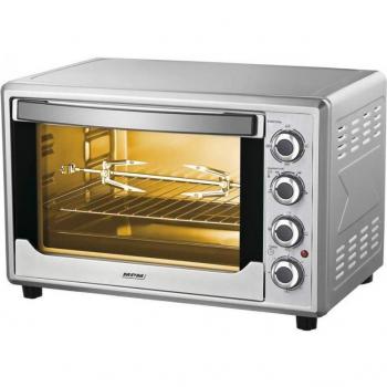 MPM MPE-08/T Horno Eléctrico de Sobremesa Convección 45 Litros Acero Inoxidable Asador de Pollo Puerta Doble Cristal 5 Modos de Calor Temporizador