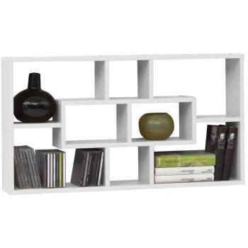 Estantería de pared rectangular con 8 compartimentos blanca FMD, color blanco, material de madera, dimensiones 87 x 48 x 16 cm