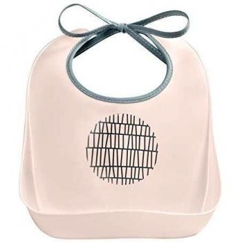 BÉABA, Babero de aprendizaje, Plástico Blando, Impermeable, Cordón de tela, Rosa