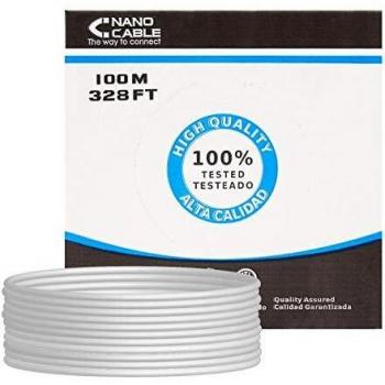 NanoCable 10.20.0702 - Cable de red Ethernet rigido RJ45 Cat.5E FTP AWG24, Gris, bobina de 100mts