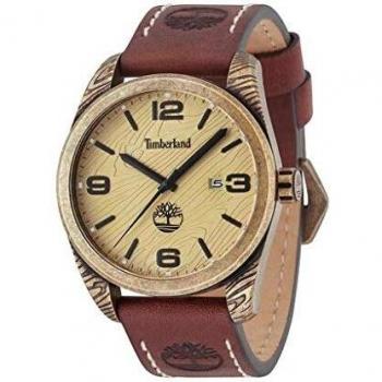 Timberland TBL15258JSQA07 Men's Watch with Brown Dial Analogue Display and Silver Leather Strap