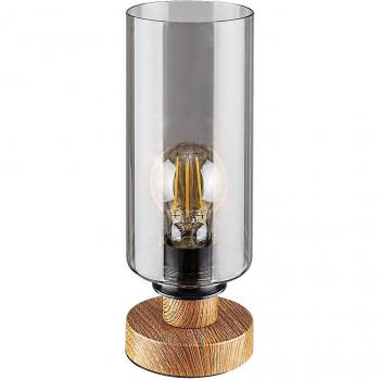 Lámpara de Mesa Moderna de Metal y Cristal Tanno en Roble E27 - Rabalux 74120