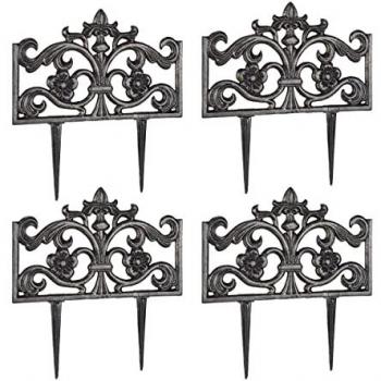 Pack de 4 Rejas Jardín Decorativas de Hierro Fundido en Bronce, 37 x 36 x 2 cm