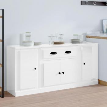 Aparadores 3 uds madera contrachapada blanco brillo vidaXL Mueble de Almacenaje de Salón, Buffet para salón, Armario Auxiliar, Armario de Almacenamiento