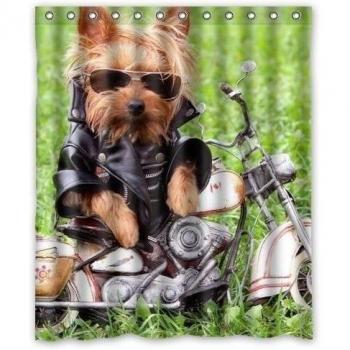 Free Shipping Polyester Bath Curtain Print Cute Pet Doggy Yorkshire Terrier Shower Curtains For Kid 152x182cm
