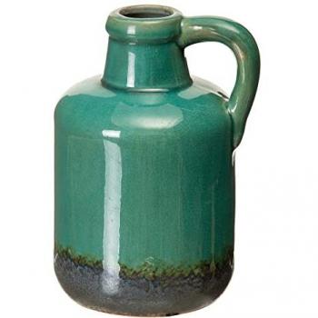 Jarrón Cerámica Esmaltada Verde Azulado Creta Estilo Rústico 14dx23cm