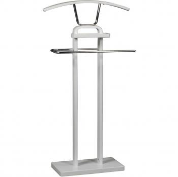 Galán de Noche, Colgador de Ropa y Complementos para Dormitorio, Modelo Fait, Acabado en Madera Color Blanco, Medidas: 42 cm