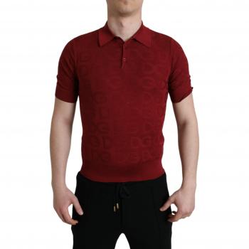 Silk Maroon Collared Polo T-Shirt - Elegant Comfort for Men - Size M