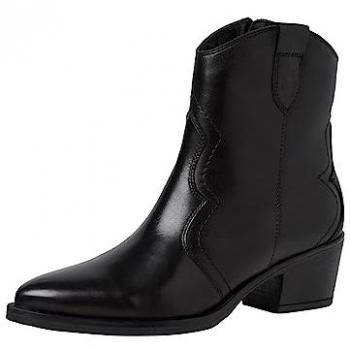 Botines de Cuero Tamaris 1-25702-41 Negros con Tacón Bloque para Dama - Talla 38