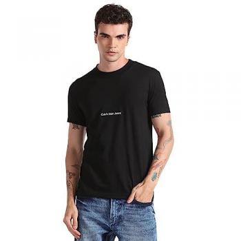 Camiseta de Hombre Calvin Klein - Algodón Transicional, Manga Corta, Slim Fit, Color Negro, Talla 2XL con Logo Blanco