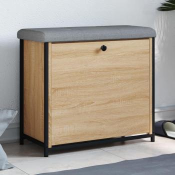 Banco zapatero con cajón abatible roble Sonoma 62x32x56 cm Marrón