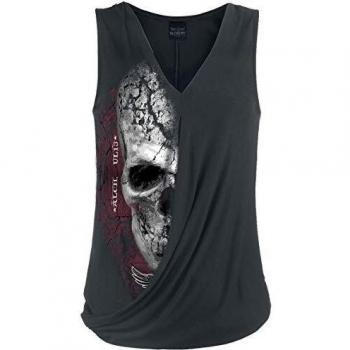 Alchemy England Devil Skull Pact Mujer Top Negro 4XL, 95% Viscosa, 5% elastán, Regular