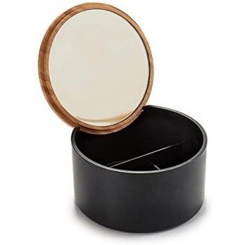 BigBuy Home S3605538 Caja-Joyero Plástico Espejo, Negro