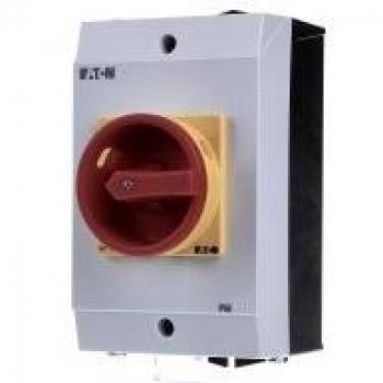 Interruptor seccionador Eaton 207318 p1-32/I2/SVB/hi11, 3x32A, 1NA, 1NC, parada de emergencia, IP65, potencia 15kW