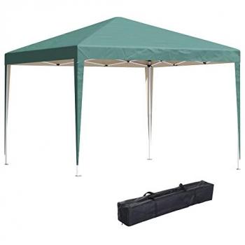 Carpa Plegable 3x3 m Outsunny Gazebo Jardín Impermeable y Anti-UV con Bolsa de Transporte y Altura Ajustable en 3 Niveles Verde