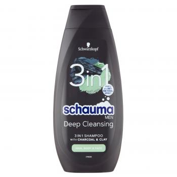 Schauma Men 3-in-1 Activated Charcoal Shampoo for Face, Body, and Hair 400 ml