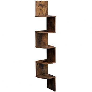 Estantería de esquina de 5 niveles en madera, solución práctica y elegante para organizar tu cocina, dormitorio, sala de estar y estudio
