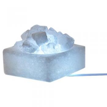 Himalaya Salt Dreams 4041678006570 iluminada Bola de Cristal de Sal Petite Cubo Blanco línea, Altura 4 cm, Larga de Aproximadamente 8 cm, con LED-eléctrico