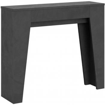 Consola extensible estrecha 90x25/181 cm efecto madera antracita espatulado