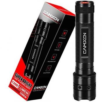 Linterna Táctica Led, Camxon Enfoque Ajustable 4 Modos Resistente Al Agua Alta Calidad LED Linterna para Camping, Montañismo, Exteriores