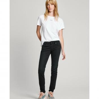 Pepe Jeans Women's Black Medium Rise Skinny Fit 5-Pocket Denim