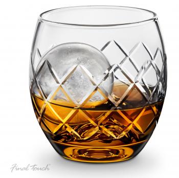 Final Touch Yarai sobre la roca hand-etched Whisky cristal 236 ml cartucho de silicona molde de hielo – Ideal para whisky, Scotch, Bourbon en las rocas GS382
