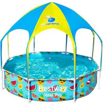 Piscina Desmontable Tubular Infantil Bestway Splash-In-Shade con Parasol 244x51 cm