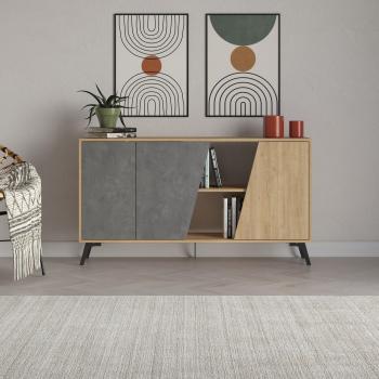 Consola Fiona 3 Puertas Venprodin - Consola Baja 150 cm efecto Roble - Gris