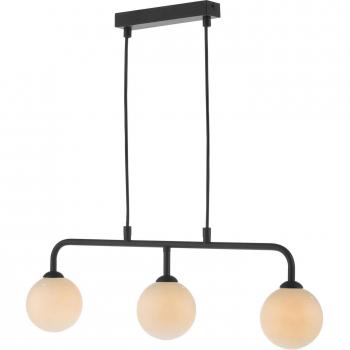 Lámpara colgante Feya, color negro mate, con pantallas de cristal opal y capacidad para 3 bombillas, diámetro de 18,5 cm