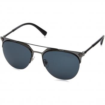 VERSACE Men's 0VE2181 100187 57 Sunglasses, Matte Black/Gunmetal/Grey
