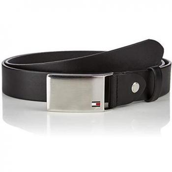 Cinturón de Cuero Tommy Hilfiger Ajustable TH Plaque 35 mm Negro 105 cm