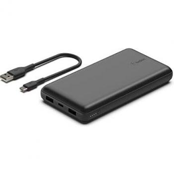 Belkin BPB012btBK 20000mAh Power Bank with USB-A & USB-C Ports, 15W Output, Black