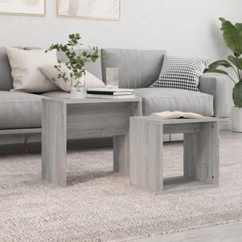 Mesas de café apilables 2 piezas Sonoma gris madera multicapa