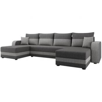 Sofá rinconero Comfivo 100, gris, con función de descanso y caja de ropa de cama, 313x139x80cm