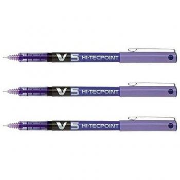 Bolígrafo Roller Pilot V5 con Tinta Líquida y Punta de Aguja en Color Violeta