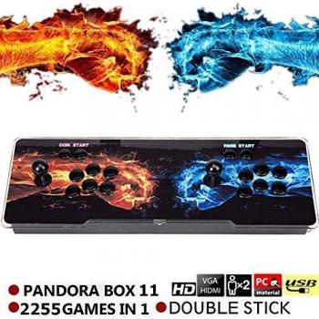 SeeKool Pandora 11 Juegos clásicos Consola de Videojuegos, 2255 in 1 Multijugador Arcade Game Console, 2 Joystick Partes de la Fuente de alimentación HDMI y VGA y Salida USB