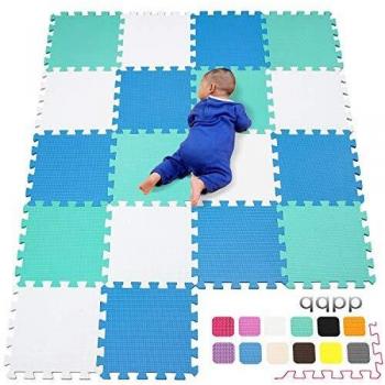 qqpp Puzzles de Suelo,Alfombra Puzzle de 18 Piezas | Blanco Azul Verde