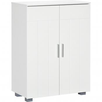 Armario de Baño con 2 Puertas y 2 Estantes Ajustables de 7 Niveles Mueble Auxiliar de Almacenaje Antivuelco 60x30x80 cm Blanco