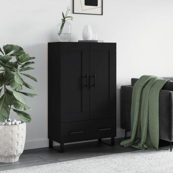 Aparador alto de madera de ingeniería negro 69,5x31x115 cm - Mueble de Almacenaje para Salón, Buffet y Armario Auxiliar