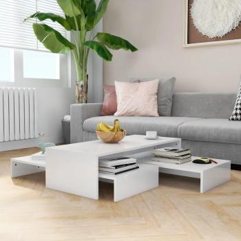 Mesa de centro apilable blanca con brillo 100x100x26,5 cm