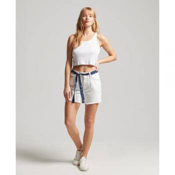 Pantalones Cortos Vintage Slim de Talle Medio para Mujer Superdry - Color Blanco, Talla 24