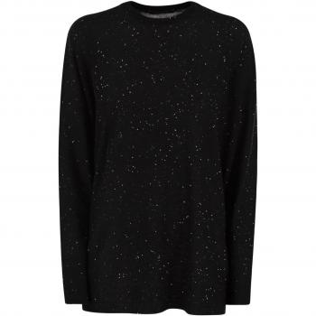 Fabiana Filippi Women's Black Wool Crewneck Sweater with Sequin Embellishments, Size Medium