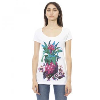 Just Cavalli Multicolor Cotton Short Sleeve Crew Neck T-Shirt with Front Print and Back Logo - Size S