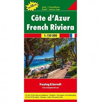 Costa Azzurra 1:150.000: Touristische Informationen. Entfernungen in km. Ortsverzeichnis mit Postleitzahlen. Top 10 Tips: 0402 - Aa.vv
