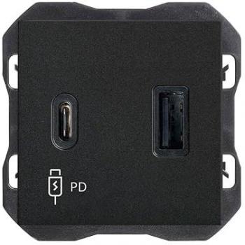 Cargador Doble USB Tipo A y C 30W SIMON S270, Enchufe de Pared Plano, Tecnología Power Delivery, 3A, Color Negro Mate