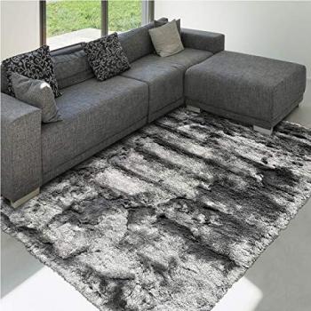 Alfombra Shaggy Redonda 140cm Gris Liso Hecha a Mano - SG Fin